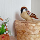 custom. The bird is made of wool. Felt bird. Sparrow, Felted Toy, Maloyaroslavets,  Фото №1