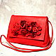 Bag leather 'Red sunset over Montmartre'. Red evening bag, Classic Bag, Dusseldorf,  Фото №1