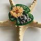 Order Brooch-pin: ' Water Lily ' embroidery with beads. Author's handmade jewelry (Mirabel). Livemaster. . Brooches Фото №3