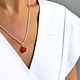 Red coral pendant on a chain-minimalism, stylish decoration. Pendant. LovelyStones. Online shopping on My Livemaster.  Фото №2