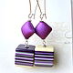 Earrings ' Purple cubes', Earrings, Stupino,  Фото №1