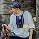 Вязанная , модная блуза в стиле  Boho-chic " Folk Блюз". Блузки. Наталья  Пуховая Мастерская (puhovyiy-master). Интернет-магазин Ярмарка Мастеров.  Фото №2
