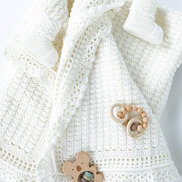 Работы для детей, ручной работы. Ярмарка Мастеров - ручная работа Крестильный плед для новорожденного на крещение белый ручной работы. Handmade.