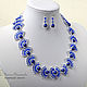 Bead necklace butterfly Wings blue silver, Jewelry Sets, Novosibirsk,  Фото №1