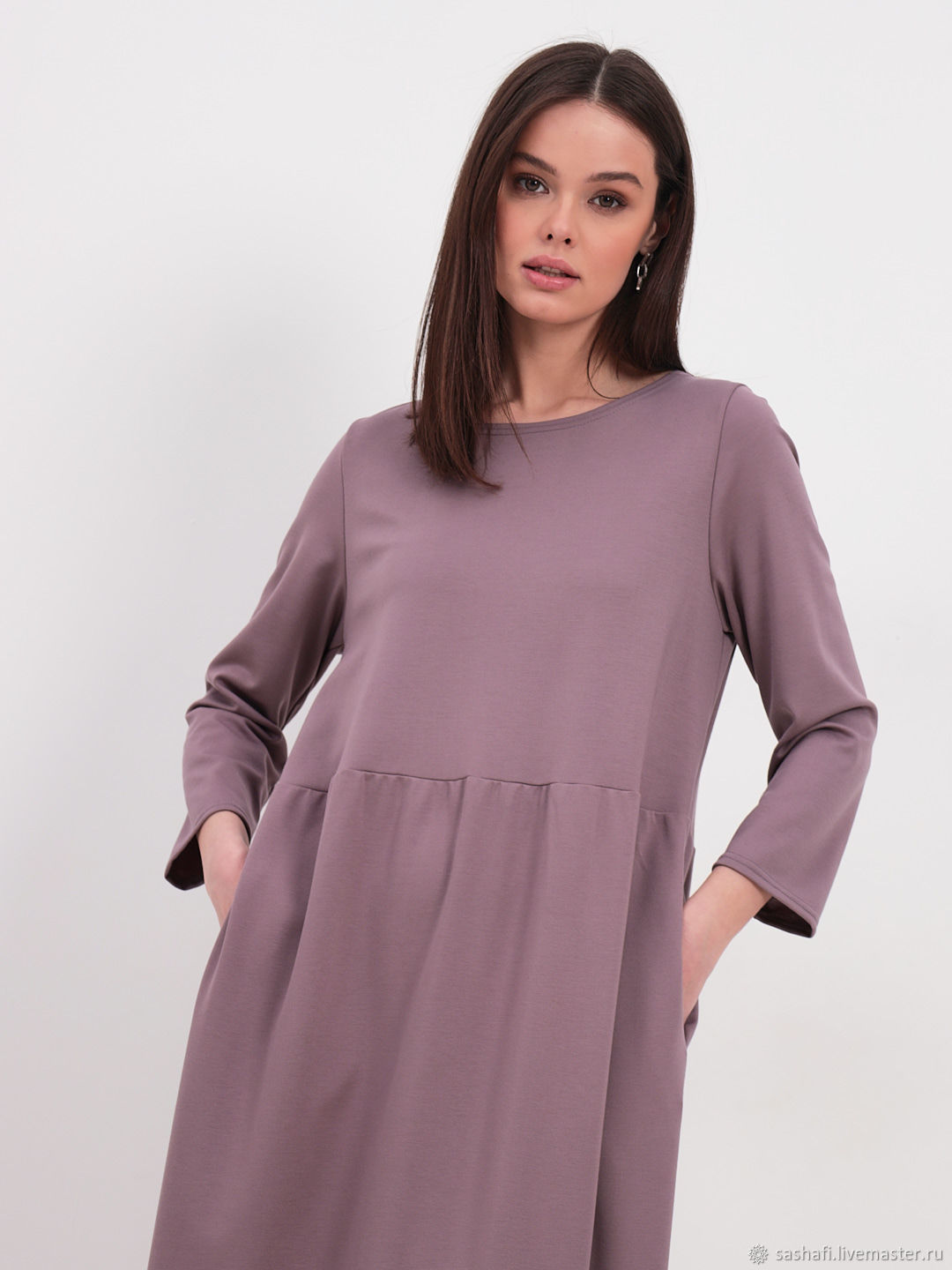 Платье в цвете пепельной розы, платье свободное , платье повседневное ...