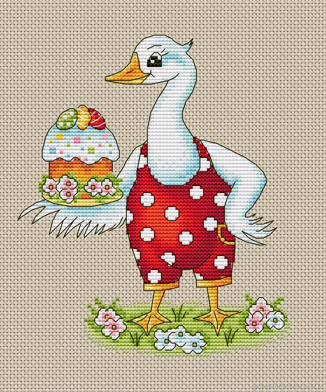 Гусь схема. Схема вышивки Пасха.