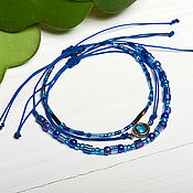 Украшения handmade. Livemaster - original item A set of bright blue bracelets on a thread. Handmade.
