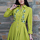 Elegant embroidered dress, wool, 'Fresh lime'. Dresses. KVITKA. Online shopping on My Livemaster.  Фото №2