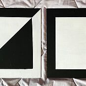 Картины и панно handmade. Livemaster - original item Painting diptych black and white geometry 