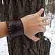 Wide leather brown bracelet Bear's paw, Bead bracelet, Ulyanovsk,  Фото №1