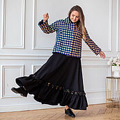 Одежда handmade. Livemaster - original item A chic boho skirt is black to the floor on a crepe yoke. Handmade.