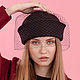 Шляпка морячка с вуалью из тёплой шерсти. Чёрная шляпа, Шляпы, Москва,  Фото №1