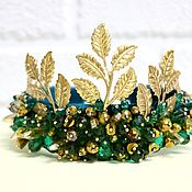 Украшения handmade. Livemaster - original item Copy of Emerald green and gold Dolce headband crown. Handmade.