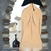 Картина маслом "Натюрморт с вином и гранатами"