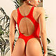 Яркий красный слитный красивый купальник стринги TRUHANI. Купальники. truhani.swimsuit. Ярмарка Мастеров.  Фото №4