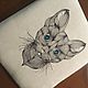 Cat Terminator white - embroidered pattern, Pictures, Permian,  Фото №1