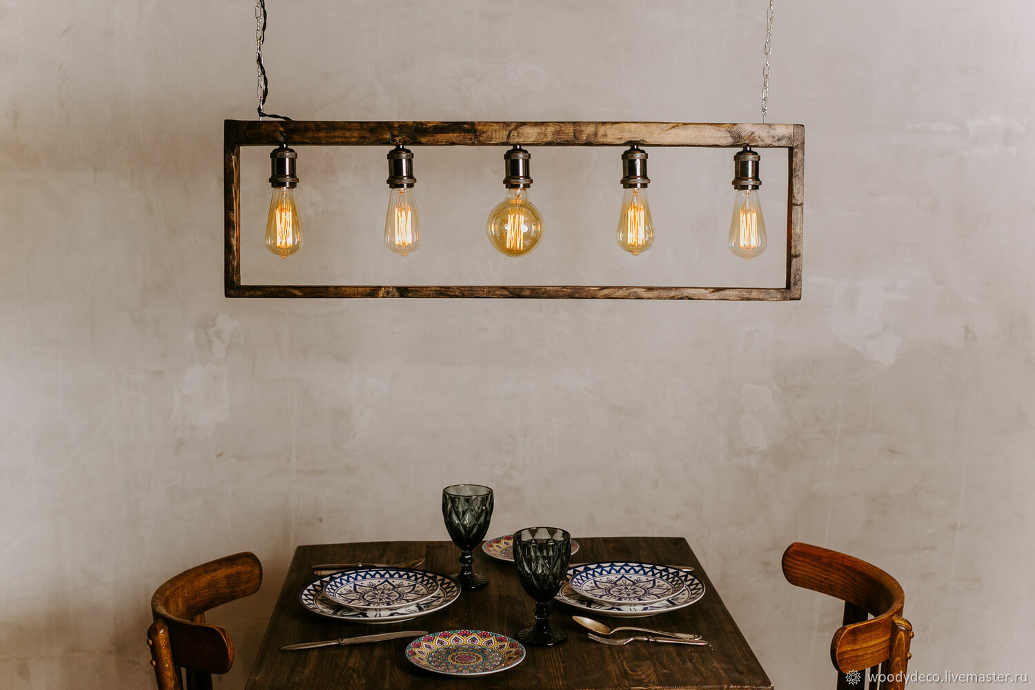 Люстра подвесная из дерева в стиле лофт в интернет-магазине Ярмарка ...