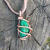 Украшения handmade. Livemaster - original item Malachite in a copper frame, handmade copper pendant with a real stone. Handmade.