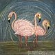 Pink flamingos oil pastel painting 'Rodnya' 280h280 mm. Pictures. Larisa Shemyakina Chuvstvo pozitiva (chuvstvo-pozitiva). Интернет-магазин Ярмарка Мастеров.  Фото №2