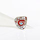 Band `Nautilus` ARIEL - Alena - MOSAIC Moscow Ring with coral Ring with mother of pearl Ring with rhodonite Ring mosaic stones
