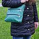 Зелёная кожаная сумка с карманами. Сумка через плечо. ~Мастерская сумок~Юлия Адейшвили. Ярмарка Мастеров.  Фото №5