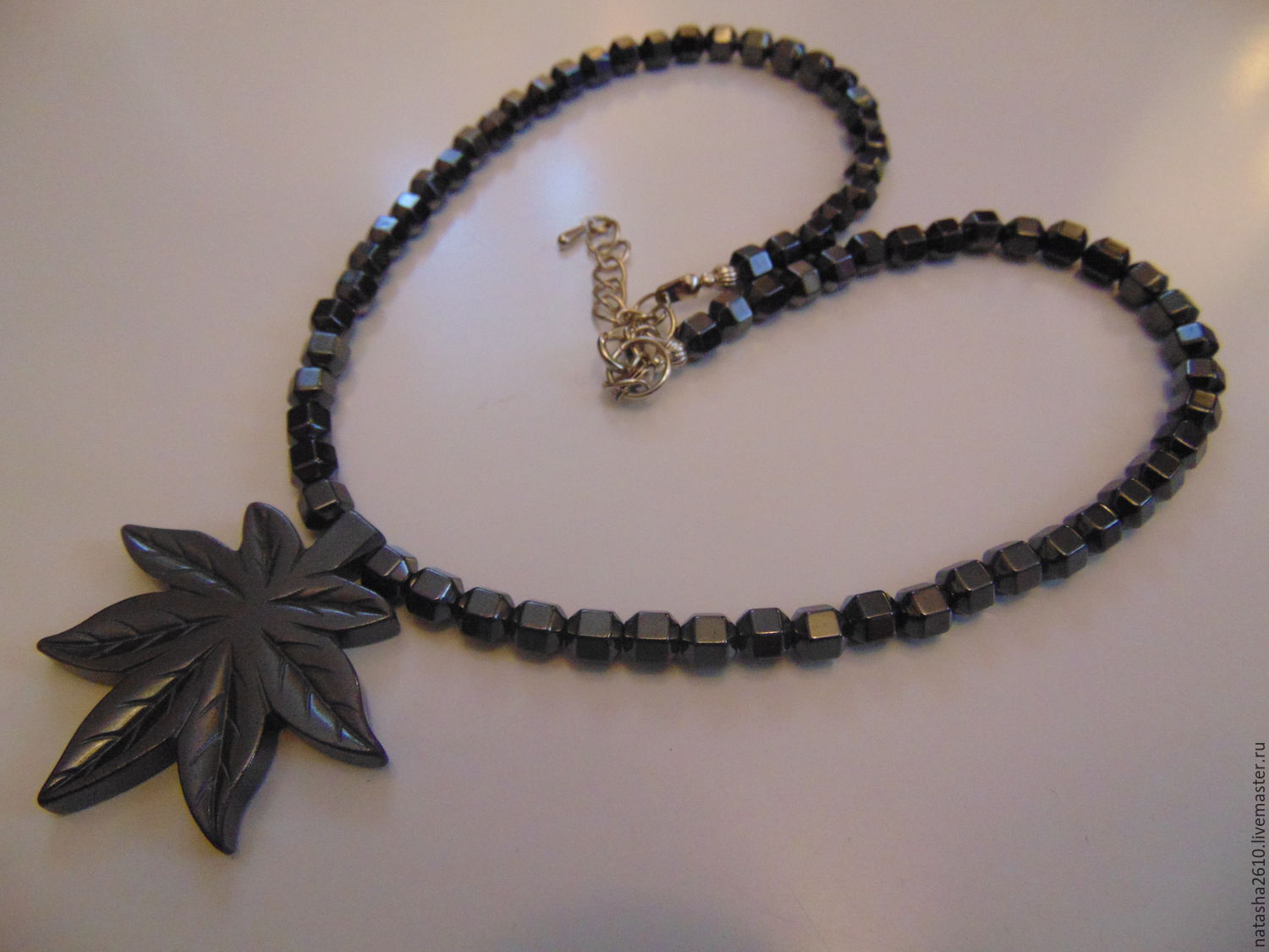 Beads-necklace made of hematite ' Stone leaf', Necklace, Velikiy Novgorod,  Фото №1