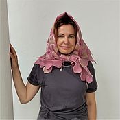 Аксессуары handmade. Livemaster - original item Silk kerchief scarf as a gift to a woman on March 8 felted bactus. Handmade.