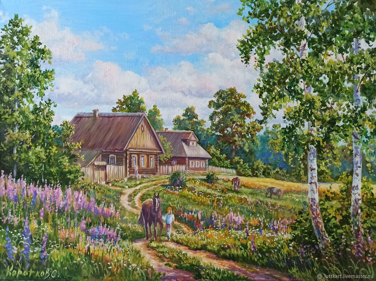 Картина на холсте домик в деревне