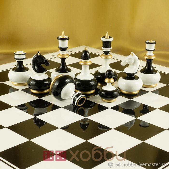 Шахматы Неваляшки "Черно-Белые" с золотом – купить на Ярмарке Мастеров ...