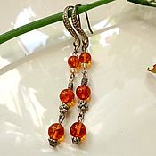 Украшения handmade. Livemaster - original item Amber earrings Ding dong earrings with amber long natural stones. Handmade.