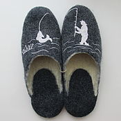 Обувь ручной работы handmade. Livemaster - original item Men`s felted slippers with leather prevention home shoes. Handmade.