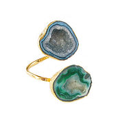 Украшения handmade. Livemaster - original item Quartz druse ring, green ring with two stones dimensionless. Handmade.