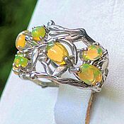 Украшения handmade. Livemaster - original item Ring with natural rainbow opals 