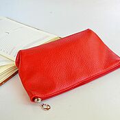 Сумки и аксессуары handmade. Livemaster - original item Women`s red cosmetic bag made of genuine leather. Handmade.