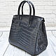Classic crocodile genuine leather bag, dark blue color. Classic Bag. SHOES&BAGS. Online shopping on My Livemaster.  Фото №2