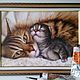 Picture of a cat and a kitten My baby 25*35 cm, Pictures, Chekhov,  Фото №1
