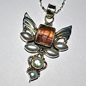 Украшения handmade. Livemaster - original item suspension: The wings of angels. Fluorite, pearls, 925 sterling silver. Handmade.