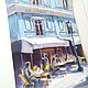Картина Кафе Париж (бирюзовый серо-фиолетовый городской пейзаж). Картины. Pastel (Бахматова Елена). Ярмарка Мастеров.  Фото №5
