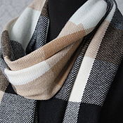 Handmade woven scarf with a complex pattern. Merino
