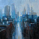 Painting 'Rainy day' oil on canvas 23h23 cm, Pictures, Moscow,  Фото №1
