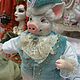 Author's doll Monsieur pig. Dolls. With dolls house. Интернет-магазин Ярмарка Мастеров.  Фото №2