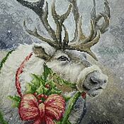 Картины и панно handmade. Livemaster - original item Christmas deer (cross stitch). Handmade.