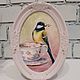 A picture of birds, a bluebird with a cup, A small picture in a frame, Pictures, Sochi,  Фото №1