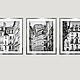 Paris photo paintings black and white posters, triptych Windows on the streets of Paris, Fine art photographs, Moscow,  Фото №1