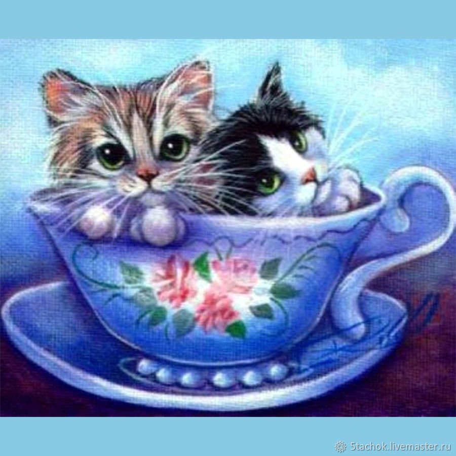 Картина котёнок в чашке