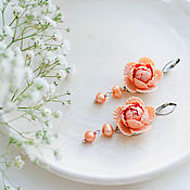 Украшения handmade. Livemaster - original item Handmade Peach blossom and Pearl earrings. Handmade.