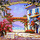 Southern landscape 'Street with views of the Sea,' the Mediterranean oil on canvas, Pictures, Voronezh,  Фото №1