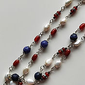 Кулон-ожерелье из бусин бирюзы