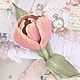Брошь цветок из кожи Тюльпан. Розовый опал. Брошь-булавка. Кожаные украшения. Светлана Чалая.. Ярмарка Мастеров.  Фото №8