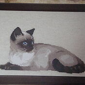 Картины и панно ручной работы. Ярмарка Мастеров - ручная работа The embroidered picture the Siamky cat. Handmade.